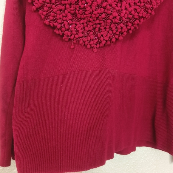 Gaby & Eden Red blouse-style sweater with fallen turtleneck with sequins size L - Picture 6 of 10